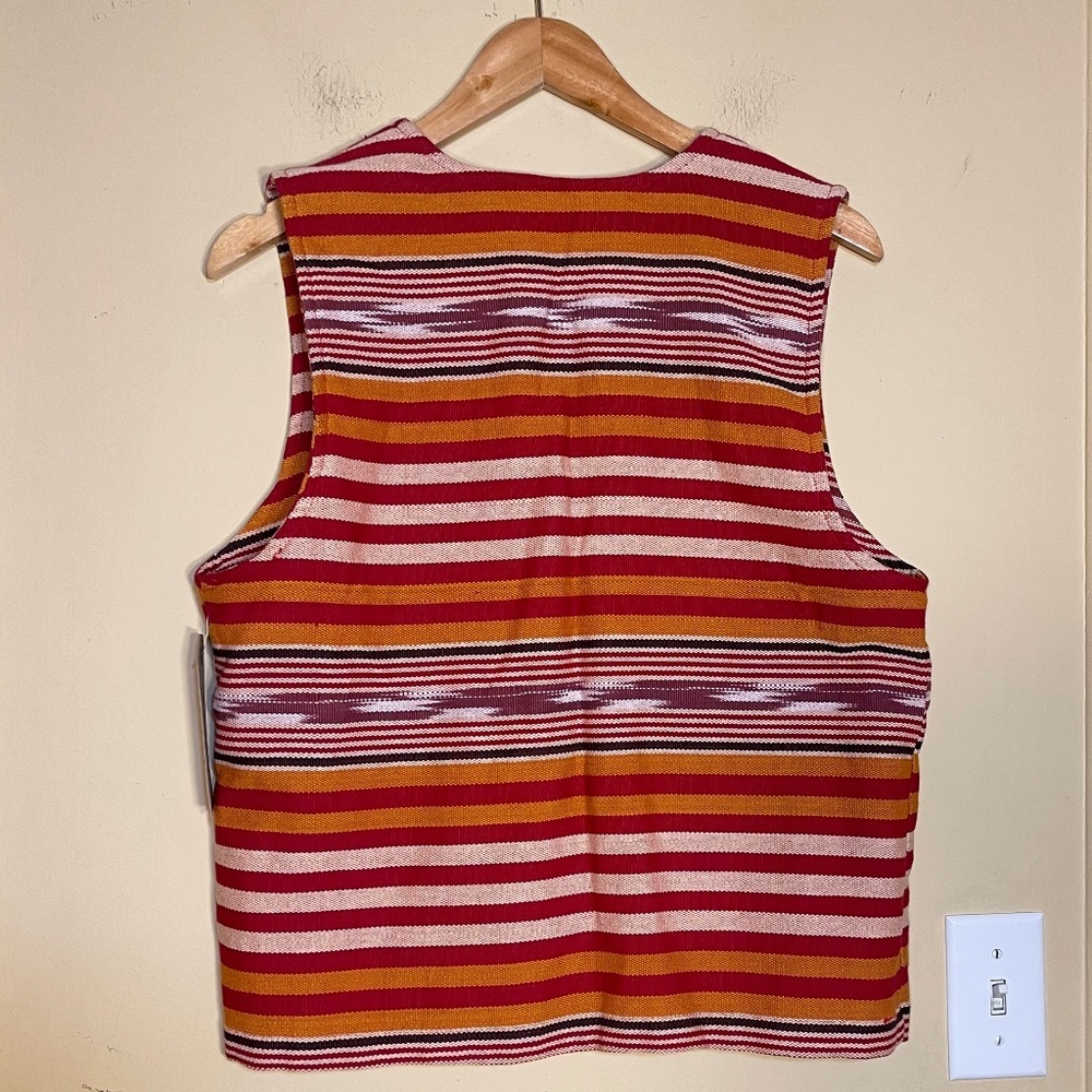Southwestern Striped Vest - Red, Orange, and White - Picture 2 of 6